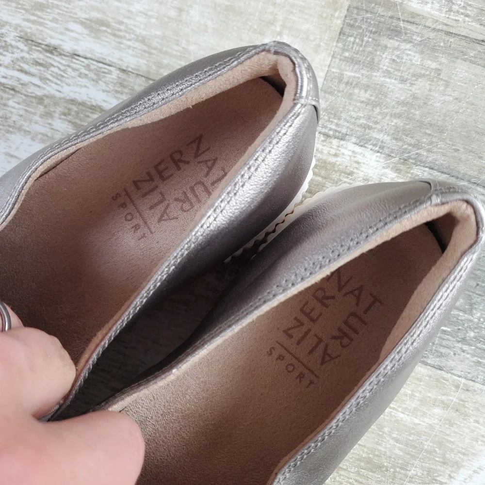 Naturalizer Metallic Silver Platform Slip-On Loafers